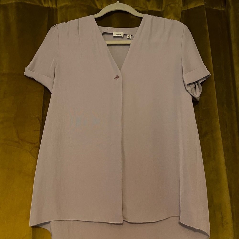 Aritzia Wilfred lilac sateen blouse